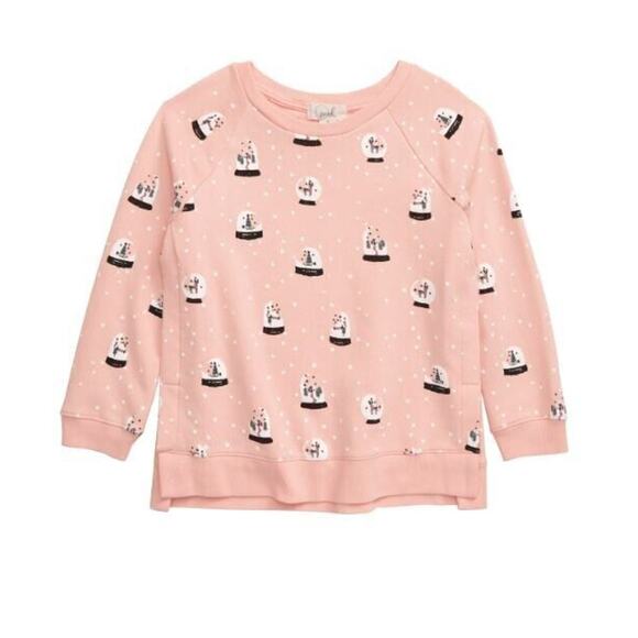 Peek Toddler Girls Long Sleeve Holiday Snowglobe Sweatshirt in Peach 3T MSRP $46 - Picture 1 of 4